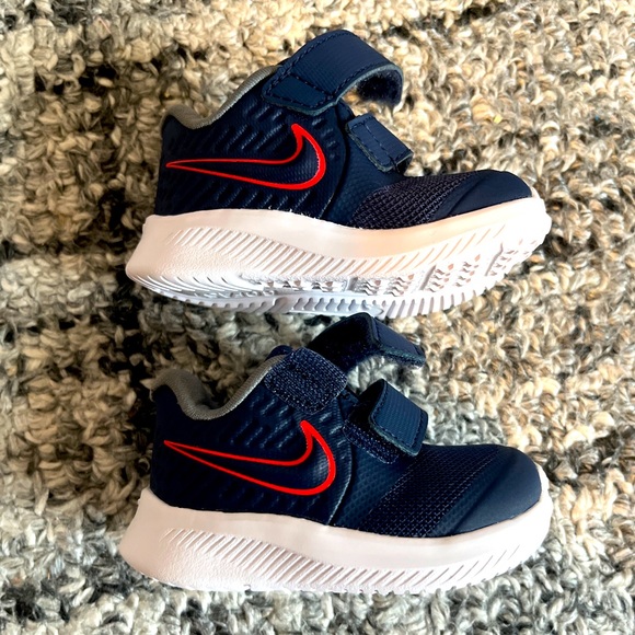 Nike 2020 Star Runner 2 TD Midnight Navy Crimson Baby Shoes At1803-405 Sz 2C New - Picture 1 of 8